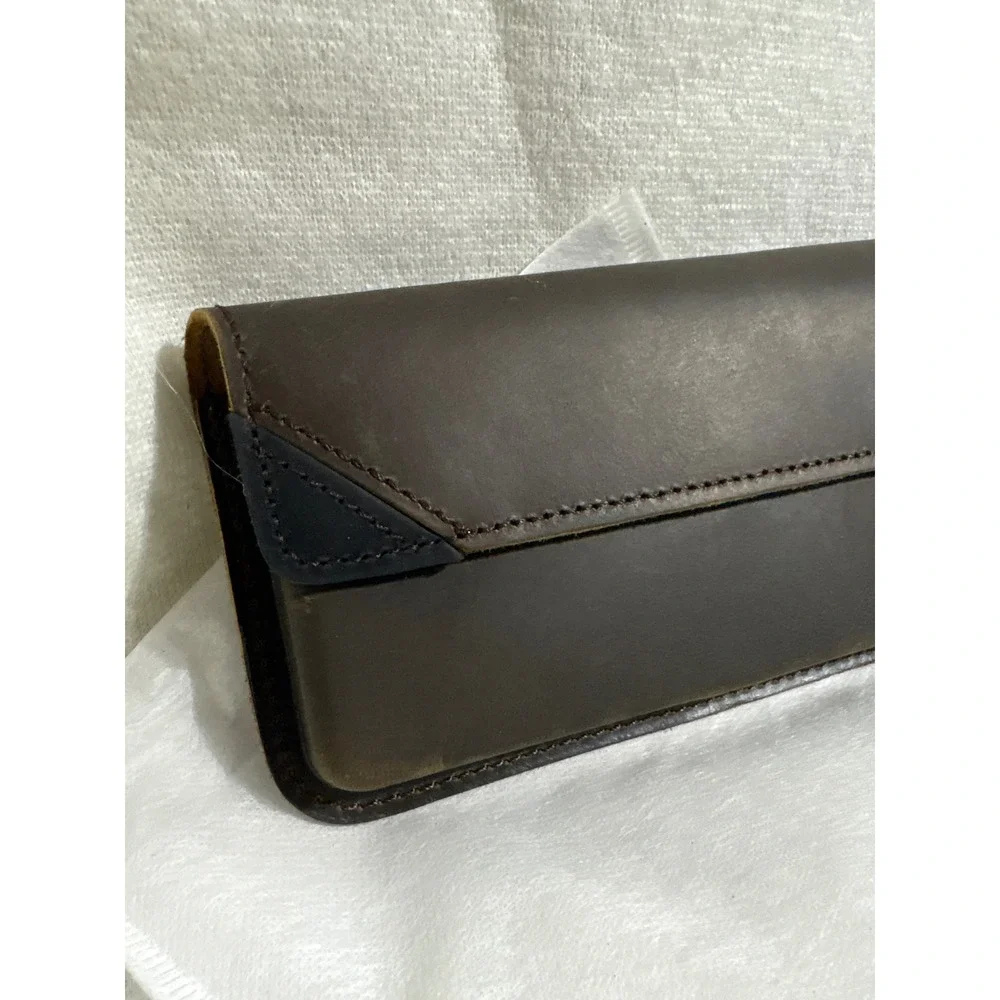 Rustic Leather Envelope Clutch Smart‎ Phone Dark Brown Belt Slide